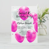 Ballons roses Doux 16e anniversaire Invitation de  (Debout devant)