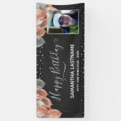 Ballons roses et argent Bannière de fête d'anniver (Vertical)