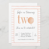 Ballons roses Invitation de deuxième anniversaire (Devant / Derrière)