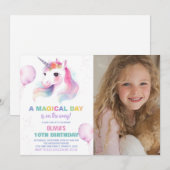 Ballons roses Unicorne Anniversaire Invitations ph (Devant / Derrière)