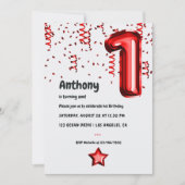 Ballons rouges 1er Noël Invitation d'anniversaire (Devant)