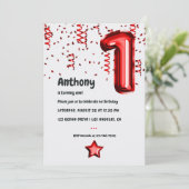 Ballons rouges 1er Noël Invitation d'anniversaire (Debout devant)