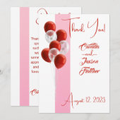 Ballons rouges. Carte de remerciements élégant (Devant / Derrière)