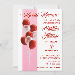 Ballons rouges. Élégante carte de Brunch nuptial