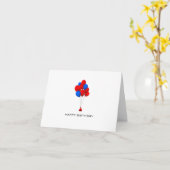 Ballons rouges et bleus - Bonne carte d'anniversai (Fleur jaune)