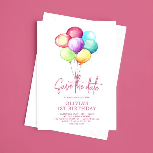Ballons Save The Date Fille 1er Anniversaire