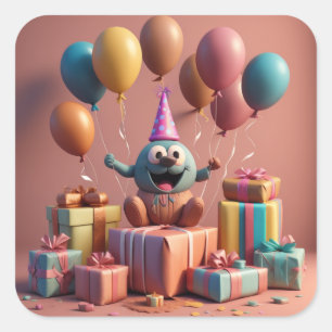 Ballons schattig kunstwerk vierkante sticker
