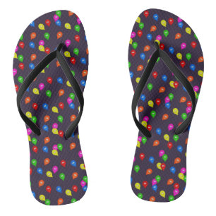 Ballons souriants colorés Flops à tongs noirs