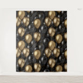 Ballons Tapisserie Anniversaire fond noir et or (Devant)