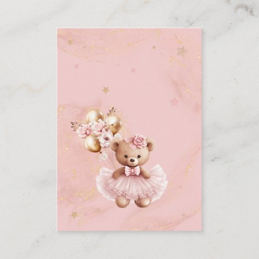 Ballons Teddy Bear Luier Raffle Tickets Informatiekaartje (Achterkant)