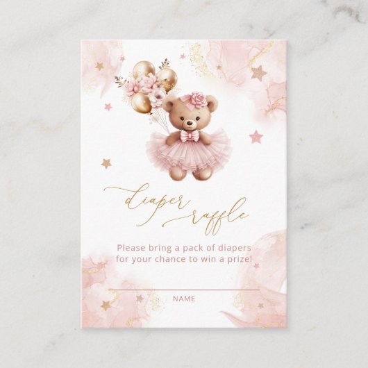 Ballons Teddy Bear Luier Raffle Tickets Informatiekaartje (Voorkant)