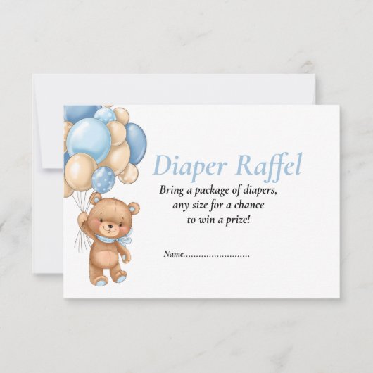 Ballons Teddy pour Baby Shower Bleu Invitation Raf (Devant)