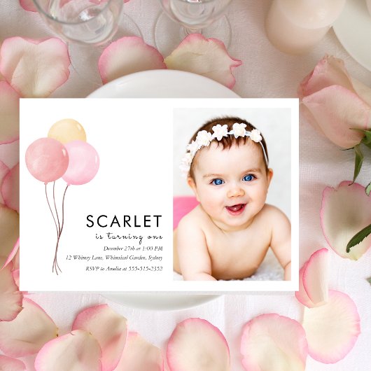 Ballons tropicaux simple invitation de premier ann