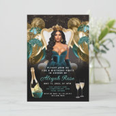 Ballons turquoises et or Invitation d'anniversaire (Debout devant)