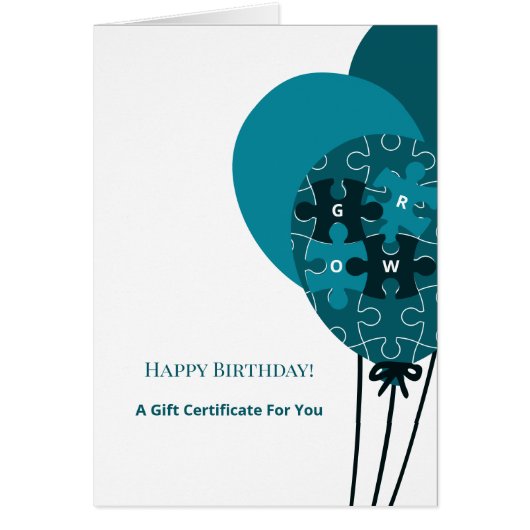 Ballons turquoises SMB Bon cadeau d'anniversaire (Devant)