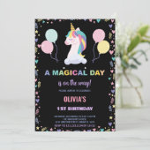 Ballons Unicorne Invitations d'anniversaire (Debout devant)