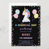 Ballons Unicorne Invitations d'anniversaire (Devant / Derrière)