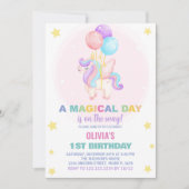 Ballons Unicorne Invitations d'anniversaire (Devant)
