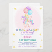 Ballons Unicorne Invitations d'anniversaire (Devant / Derrière)