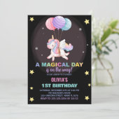 Ballons Unicorne Invitations d'anniversaire (Debout devant)