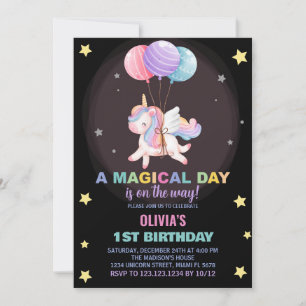 Ballons Unicorne Invitations d'anniversaire