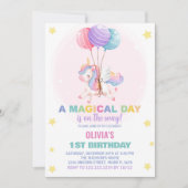 Ballons Unicorne Invitations d'anniversaire (Devant)