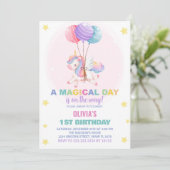 Ballons Unicorne Invitations d'anniversaire (Debout devant)