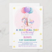 Ballons Unicorne Invitations d'anniversaire (Devant / Derrière)
