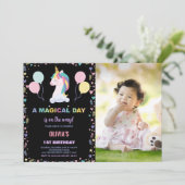 Ballons Unicorne Invitations d'anniversaire avec p (Debout devant)