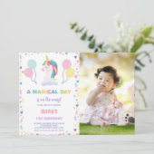 Ballons Unicorne Invitations d'anniversaire avec p (Debout devant)