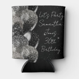 Ballons Verjaardag Zwart Zilver Glitter Party Blikjeskoeler