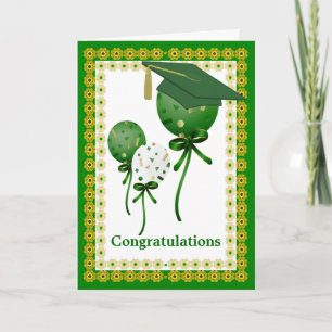 Ballons verts Carte de graduation personnalisée