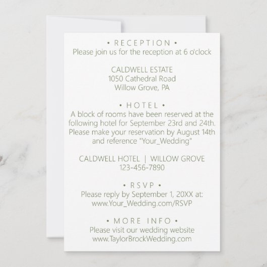 Ballons verts. Invitation mariage élégante (Dos)