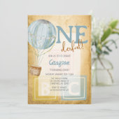 Ballons vintages 1er anniversaire Invitation (Debout devant)