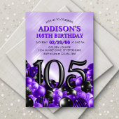 Ballons violet 105e anniversaire Invitation