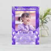 Ballons violets Photo Invitations de fête d'annive (Debout devant)