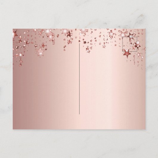 Ballonscript met gouden roze sterren in het roos Q Briefkaart (Achterkant)