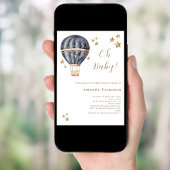 Ballonvaart met blauwe jongen sterren Baby Shower Kaart