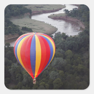 Ballonvaren boven de Mara-rivier Vierkante Sticker