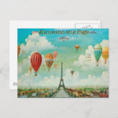 Ballonvaren over het Paris Vintage Travel Briefkaa Briefkaart (Voorkant / Achterkant)