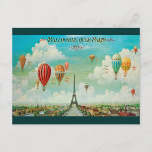 Ballonvaren over het Paris Vintage Travel Briefkaa Briefkaart