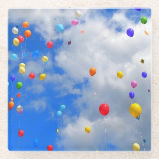ballonvrijgave glazen onderzetter (Voorkant)