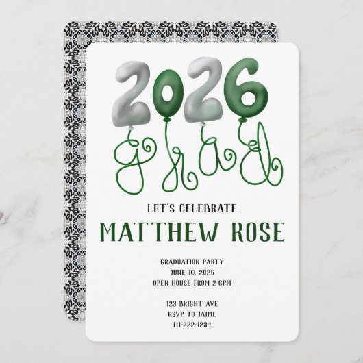 Balloon 2025 Grad Invitation Kaart (Voorkant / Achterkant)