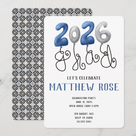 Balloon 2026 Grad Invitation (Devant / Derrière)