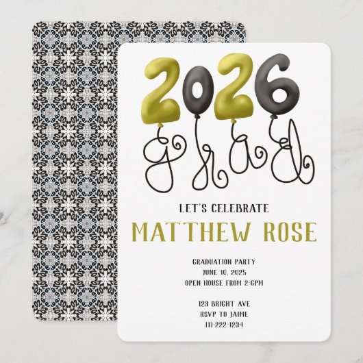 Balloon 2026 Grad Invitation (Devant / Derrière)