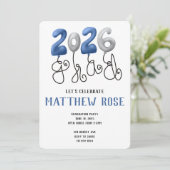 Balloon 2026 Grad Invitation Kaart (Staand voorkant)