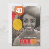 Balloon 40th FOUROH ! invitations photo anniversai (Devant)