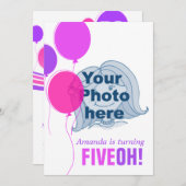 Balloon 50th FIVEOH! photo invitation d'anniversai (Devant / Derrière)