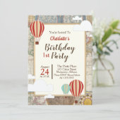 Balloon à air chaud et carte du monde Aventure Vin (Debout devant)