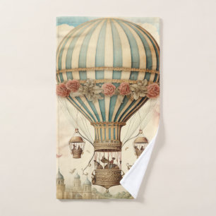 Balloon à air chaud vintage Floral Bleu